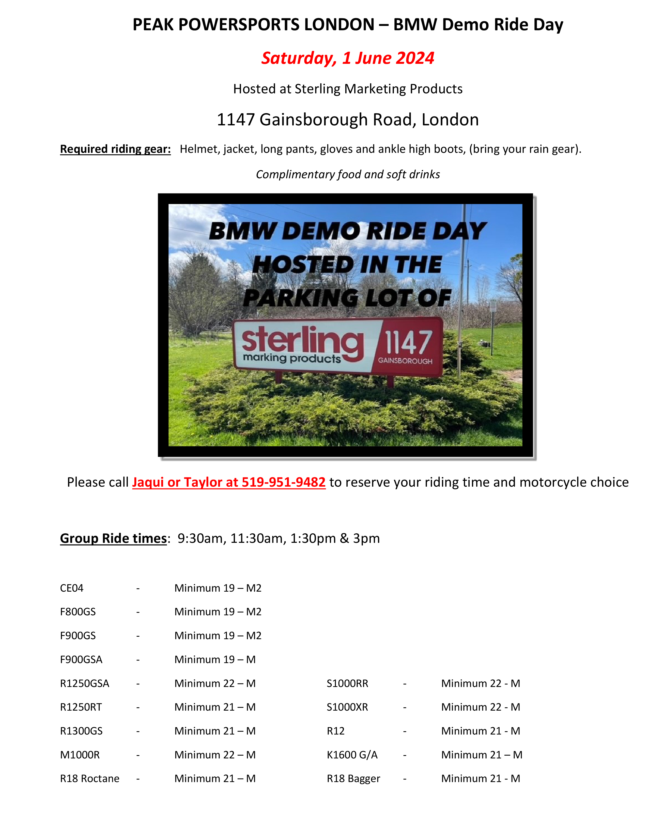 2023 BMW Demo Ride Event